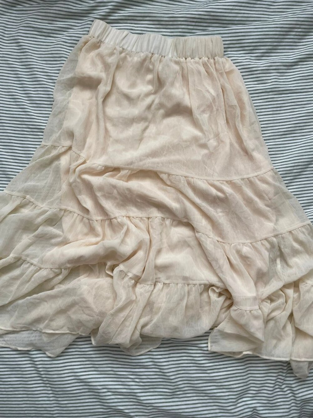 flowy cream crepe maxi skirt